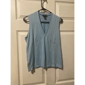 Ann Taylor Light Blue Sleeveless Tank Blouse Shell Top - Sz L
